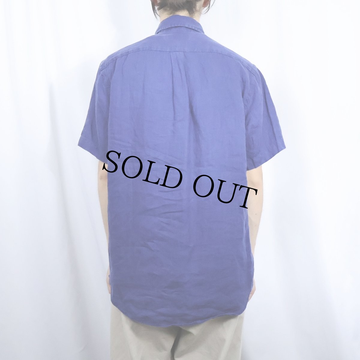 画像3: Ralph Lauren リネンボタンダウンシャツ M (3)