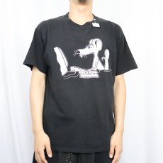 画像2: ねずみイラスト ジョークプリントTシャツ BLACK (2)