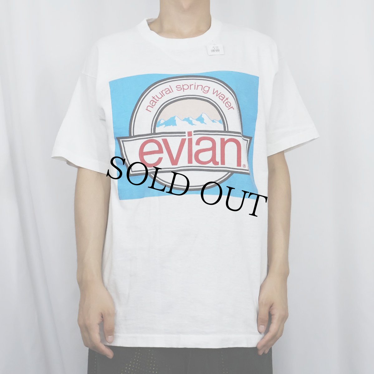 画像2: 90's evian 飲料水メーカー ロゴプリントTシャツ L (2)