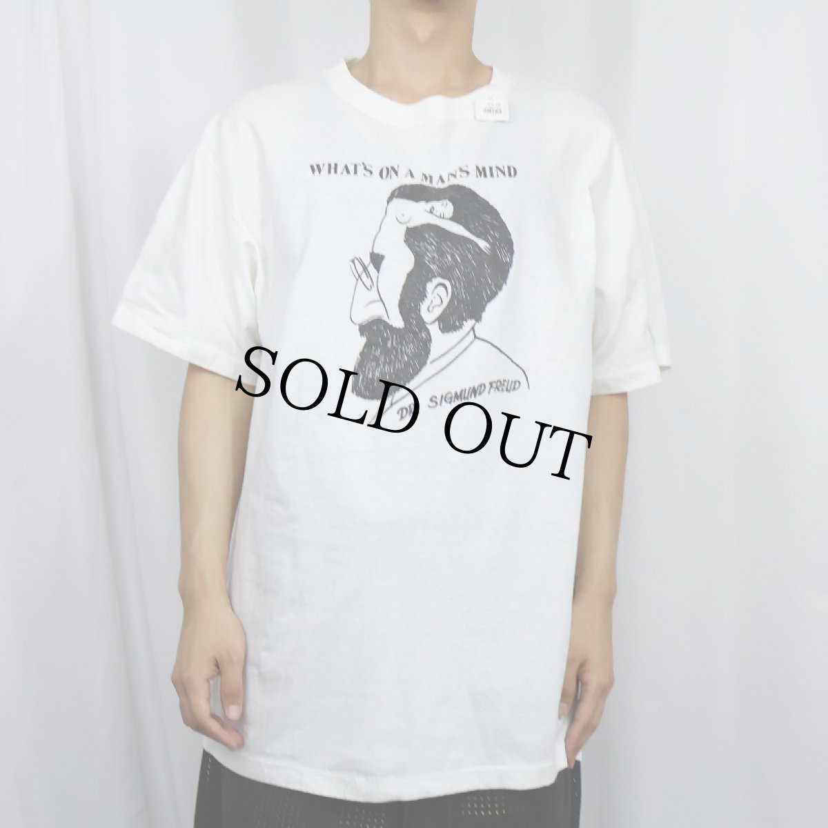 画像2: 90's Sigmund Freud "WHAT'S ON A MAN'S MIND" 騙し絵アートプリントTシャツ (2)