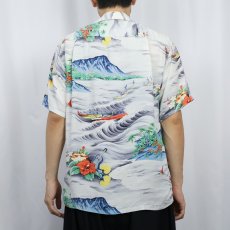 画像3: 50〜60's GOLDEN LOTUS "チリメン" オールオーバーパターン アロハシャツ (3)