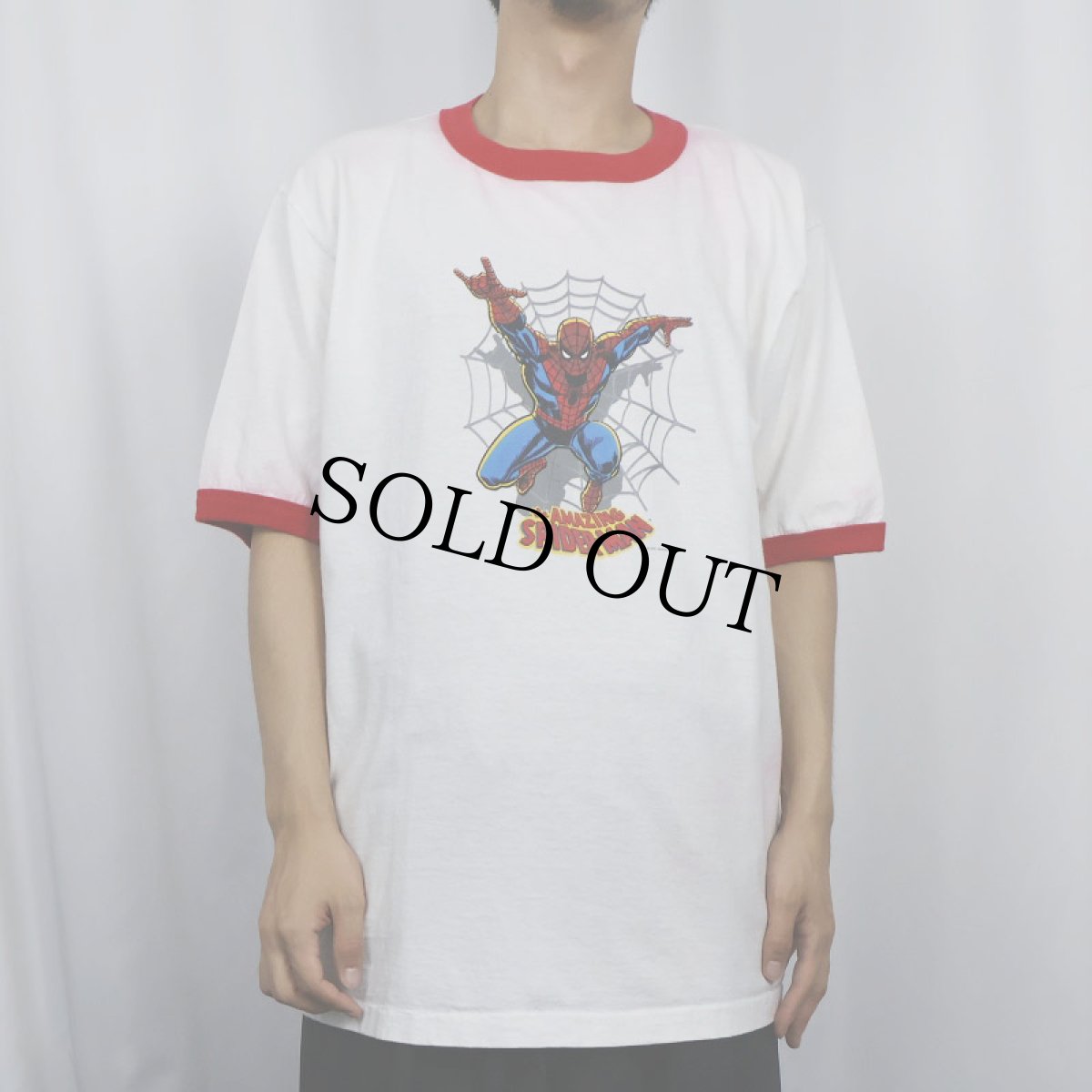 画像2: 2001 SPIDER-MAN USA製 キャラクタープリントリンガーTシャツ XL (2)