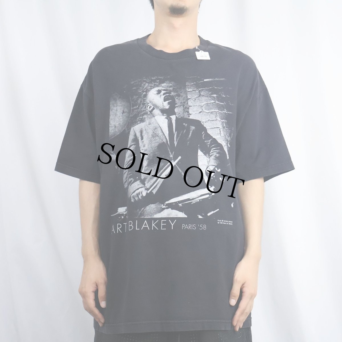 画像2: 90's Gear Inc. Art Blakey ジャズドラマープリントTシャツ BLACK XL (2)