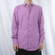 画像2: Vivienne Westwood ITALY製 ストライプ柄 コットン×ナイロンシャツ SIZE2 (2)