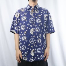 画像2: 90's LANDS' END USA製 太陽&月 コットンシャツ M (2)