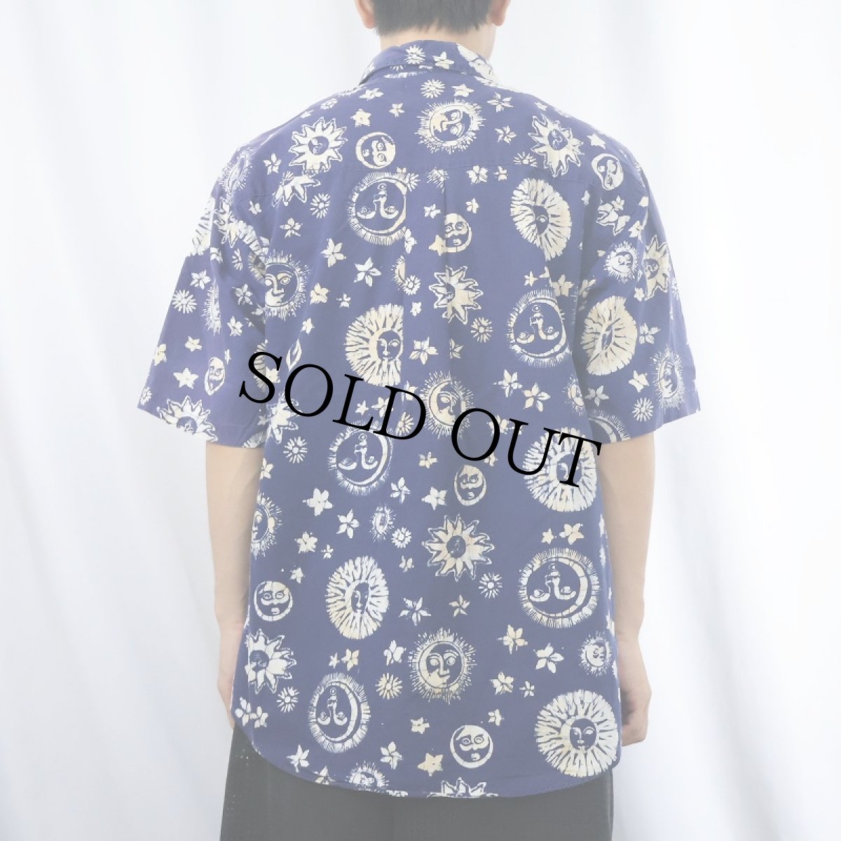 画像3: 90's LANDS' END USA製 太陽&月 コットンシャツ M (3)