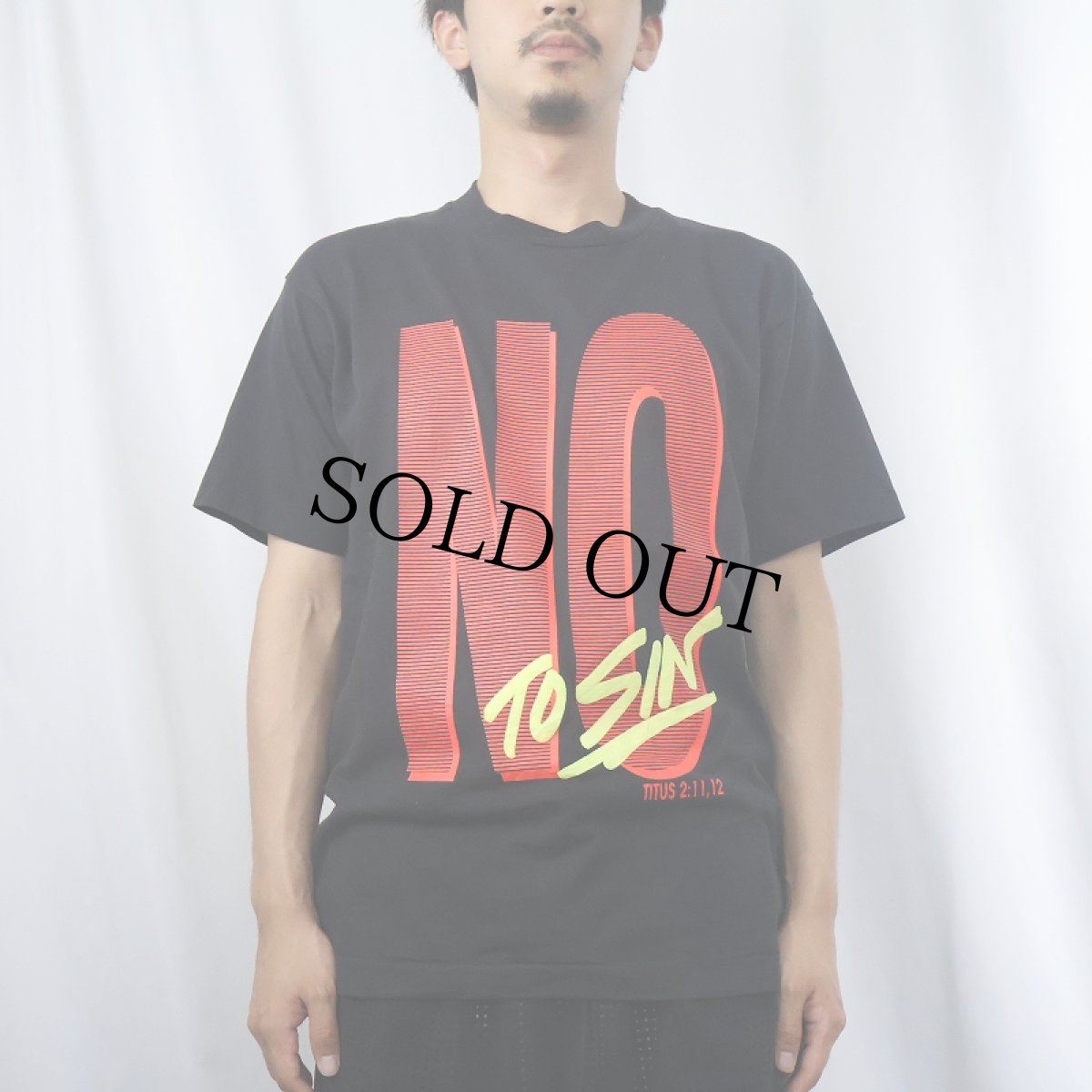 画像3: 90's USA製 "NO TO SIN YES TO JESUS" ジーザスプリントTシャツ BLACK L (3)