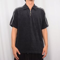 画像2: CLUB MONACO ハーフジップ パイルシャツ NAVY L (2)