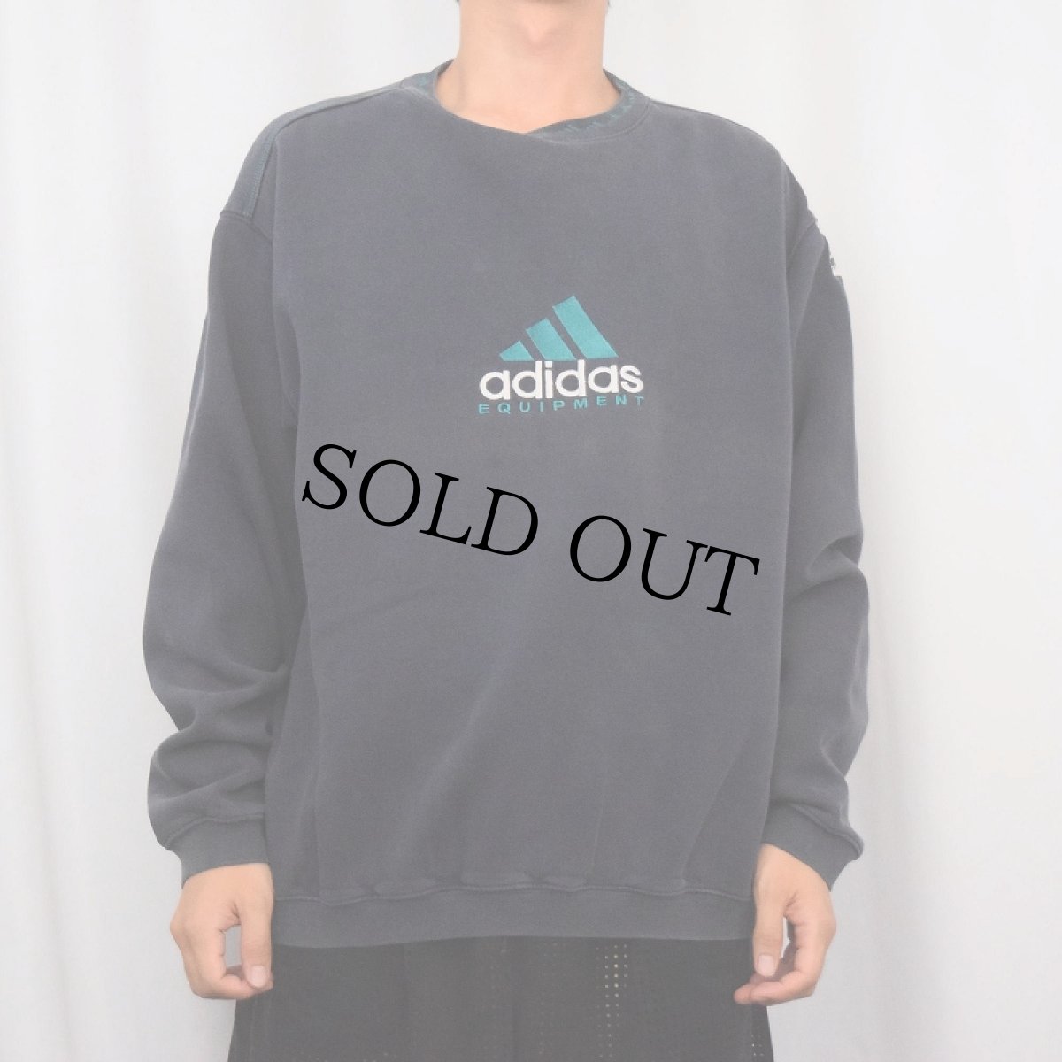 画像2: 90's adidas EQUIPMENT ロゴ刺繍スウェット NAVY M (2)
