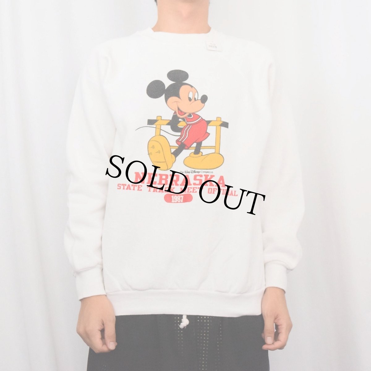 画像2: 80's Disney MICKEY MOUSE USA製 キャラクタープリントラグランスウェット XL (2)