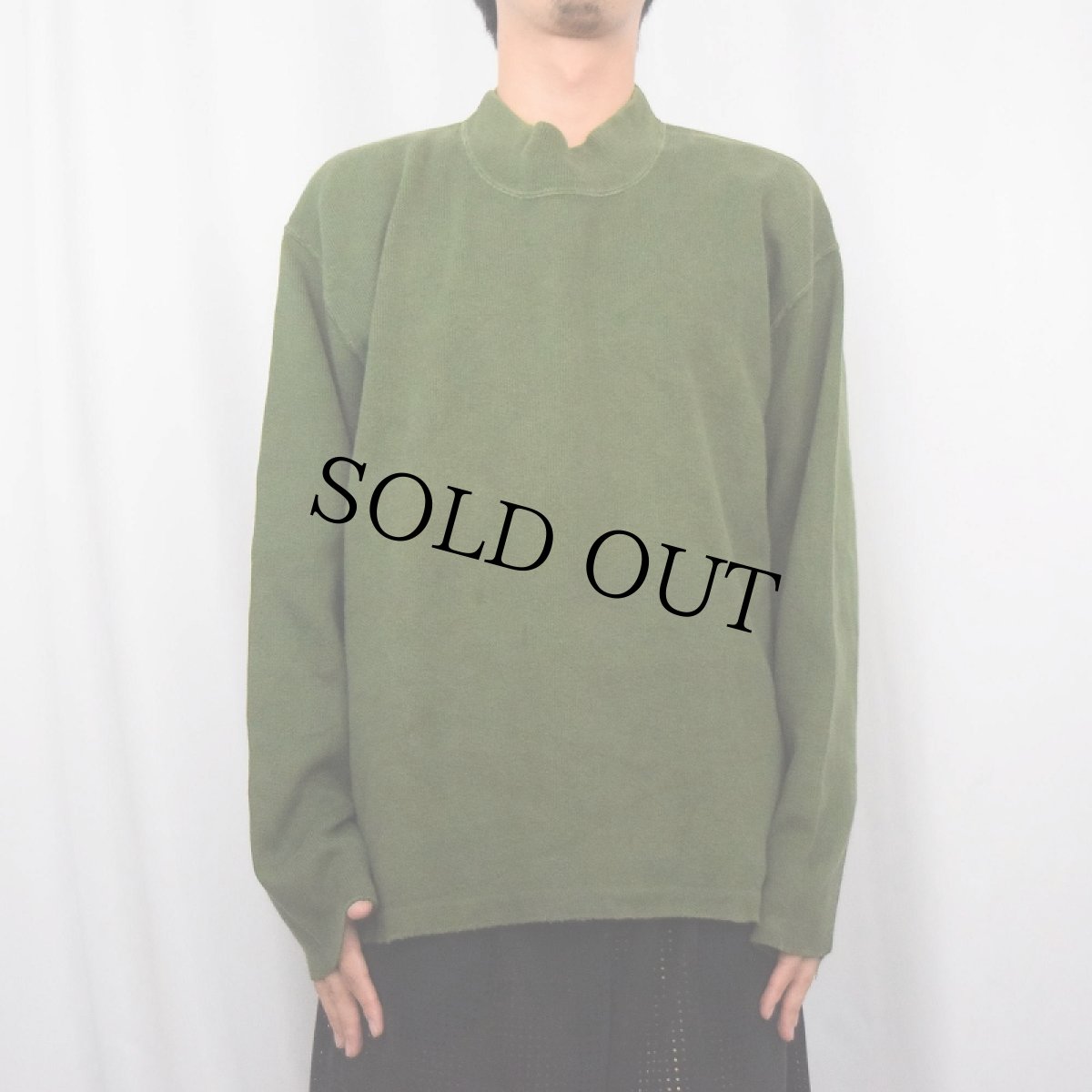 画像2: 90's J.CREW USA製 モックネック コットンニットセーター L (2)