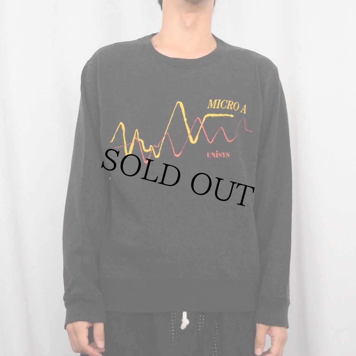 画像2: 90's UNISYS USA製 "MICRO A" ITサービス企業 プリントスウェット BLACK L (2)