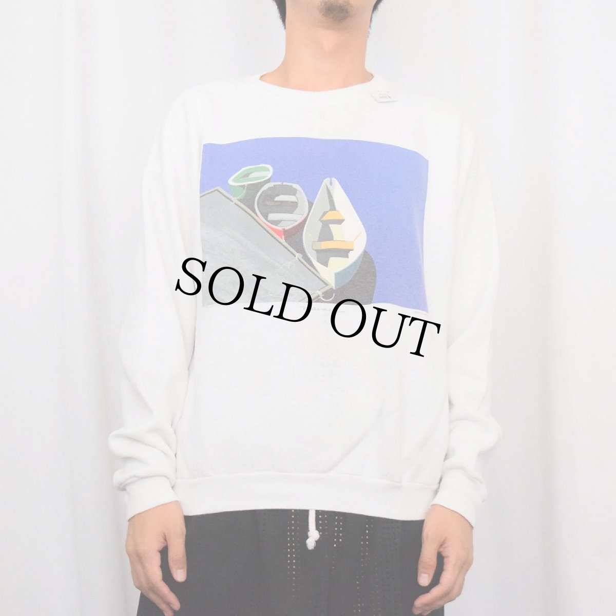 画像2: 90's LIBERTY GRAPHICS USA製 Anne Kilham "maine" アートプリントスウェット L (2)