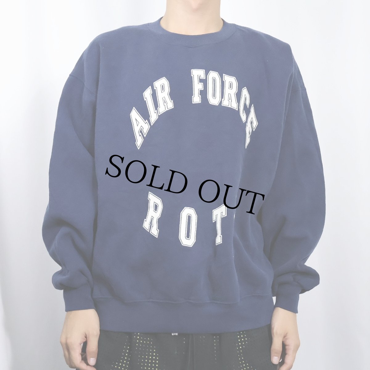 画像2: 90's USA製 "AIR FORCE ROTC" プリントスウェット NAVY XL (2)