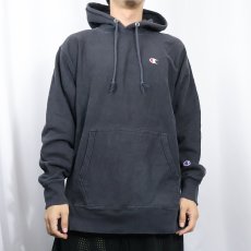 画像2: Champion REVERSE WEAVE 目付き スウェットフーディー BLACK M (2)