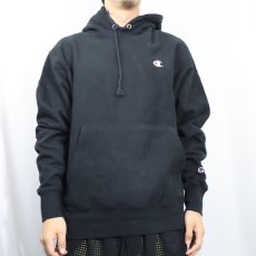画像2: Champion REVERSE WEAVE 目付き スウェットフーディー BLACK L (2)