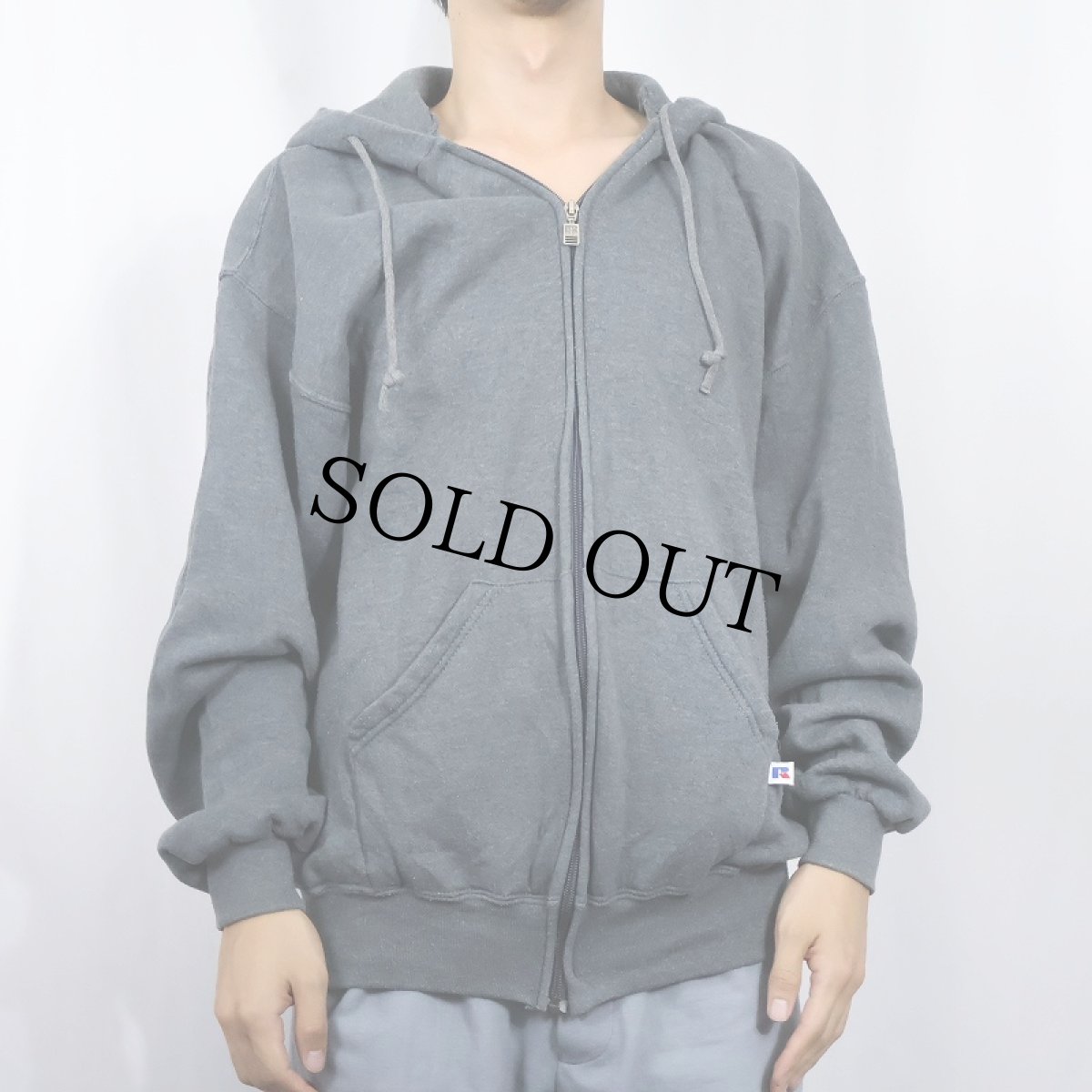 画像2: 90's RUSSELL ATHLETIC 無地スウェットジップパーカー L (2)