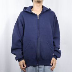 画像2: 90's RUSSELL ATHLETIC 無地スウェットジップパーカー NAVY XL (2)