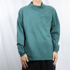 画像2: 90's KEY ELEMENTS USA製 モックネック 無地ポケットロンT M (2)