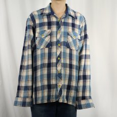 画像2: 70〜80's Sears チェック柄 ライトネルシャツ XL (2)