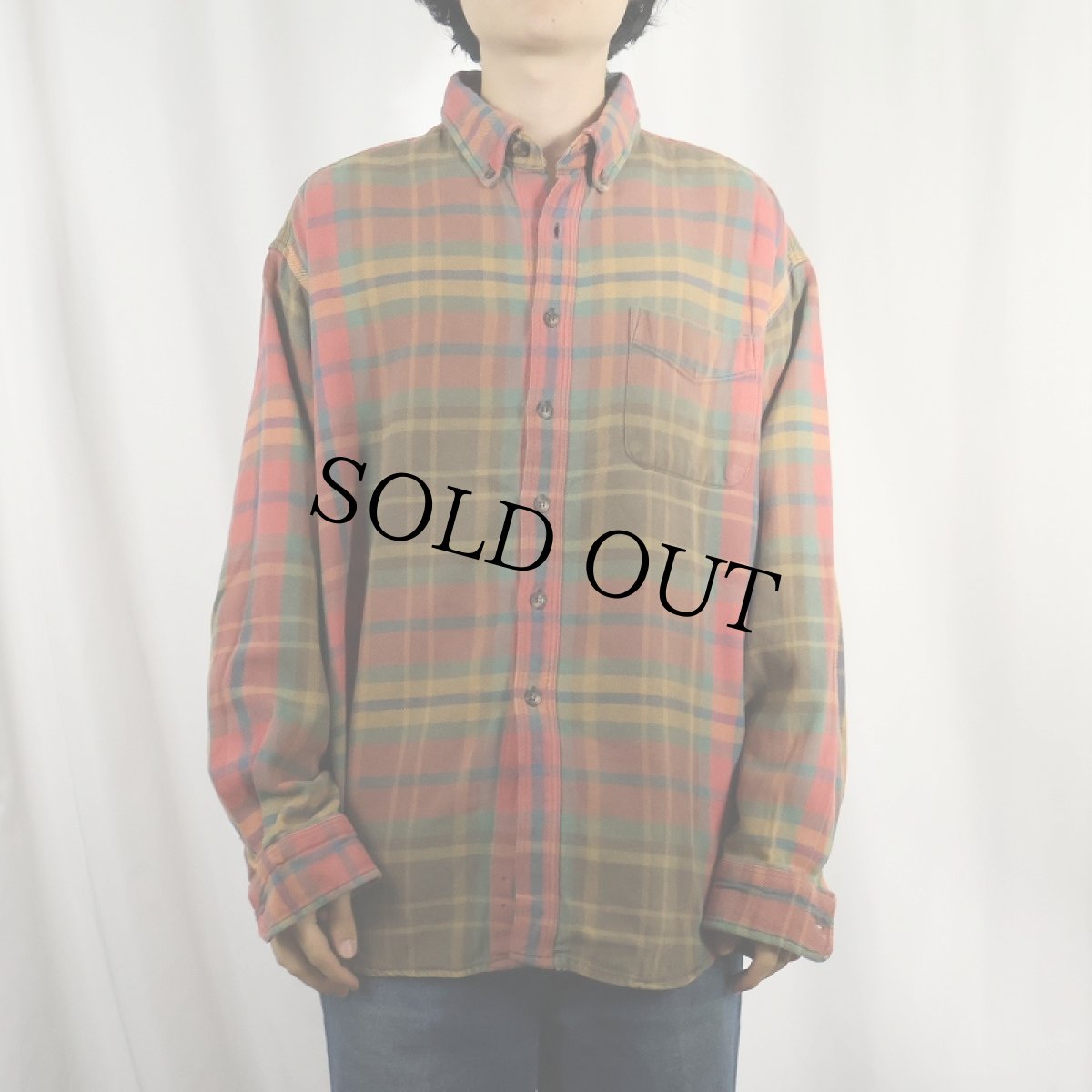 画像2: 90's GAP チェック柄 ボタンダウン ヘビーネルシャツ XL (2)
