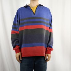 画像2: 90's GAP ボーダー柄 ハーフジップ 鹿の子ロンT M (2)
