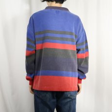 画像3: 90's GAP ボーダー柄 ハーフジップ 鹿の子ロンT M (3)
