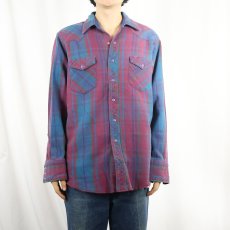 画像2: 80's Wrangler チェック柄 ヘビーネルウエスタンシャツ SIZE16 1/2-34 (2)