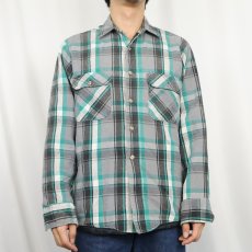 画像2: 80's PRIVATE PROPERTY USA製 チェック柄 キルティングライナー ヘビーネルシャツ M (2)