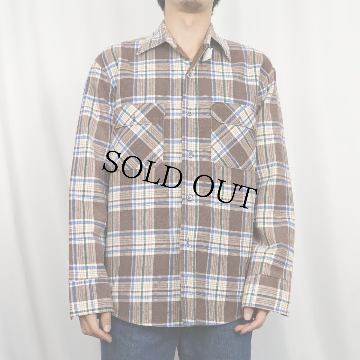 画像2: 70's Sears Fieldmaster キルティングライナー プリントネルシャツ M (2)