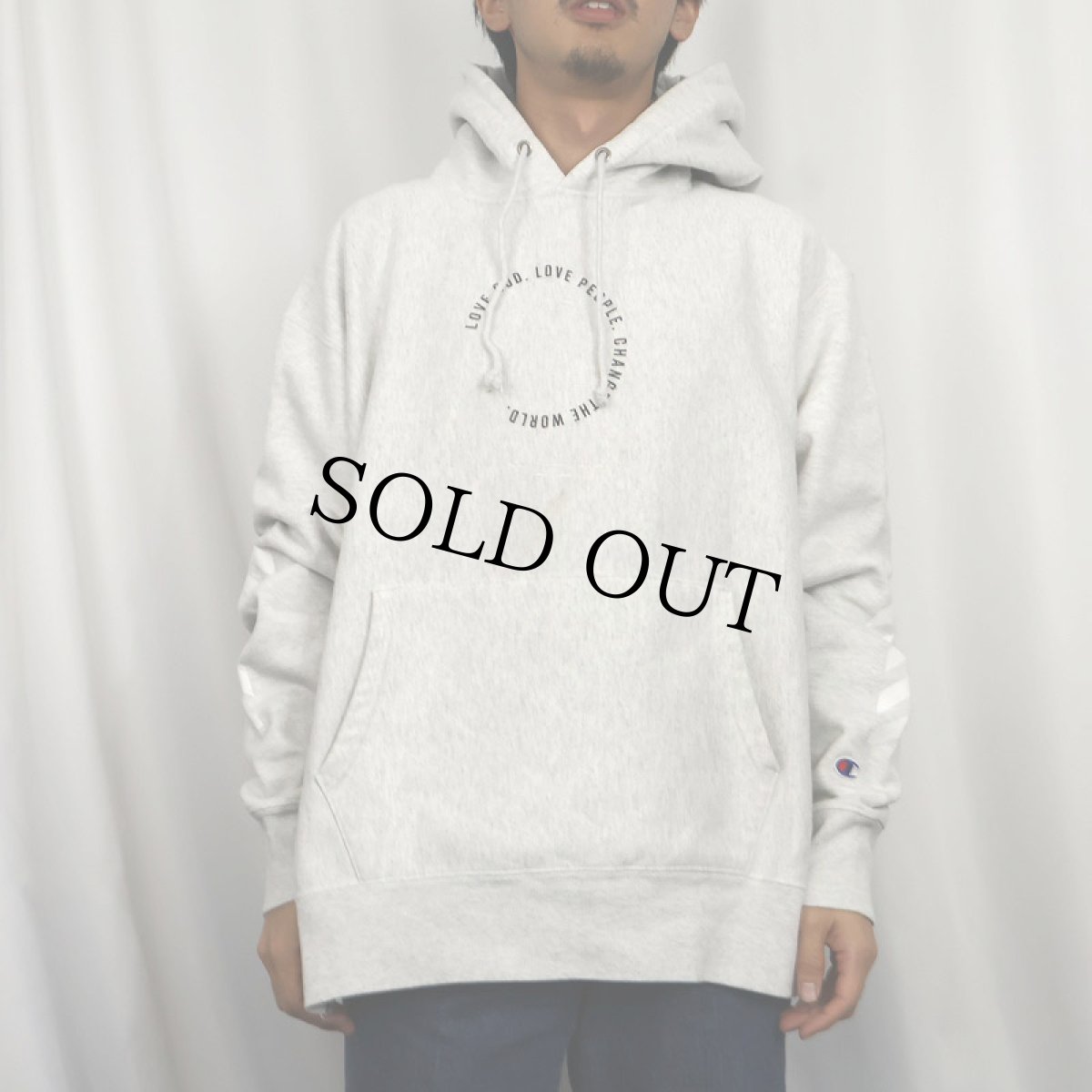 画像2: Champion REVERSE WEAVE "LOVE GOD. LOVE PEOPLE..." プリントスウェットフーディー XL (2)