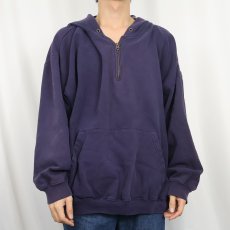 画像2: 90's GAP ハーフジップ スウェットフーディー NAVY XL (2)