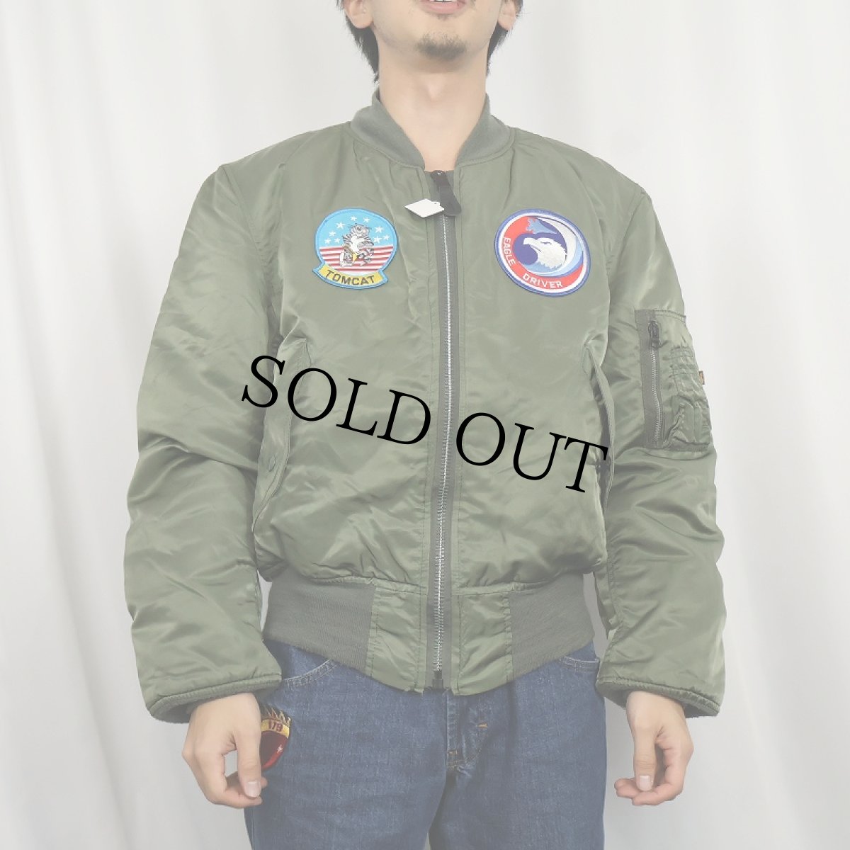 画像3: 民間品 ALPHA INDUSTRIES,INC. MA-1 パッチ付き フライトジャケット MEDIUM (3)