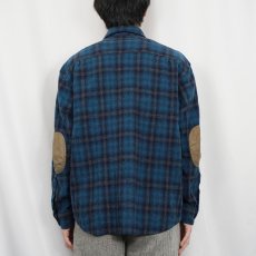 画像3: 90's〜 PENDLETON チェック柄 エルボーパッチ付き ウールシャツ XL (3)
