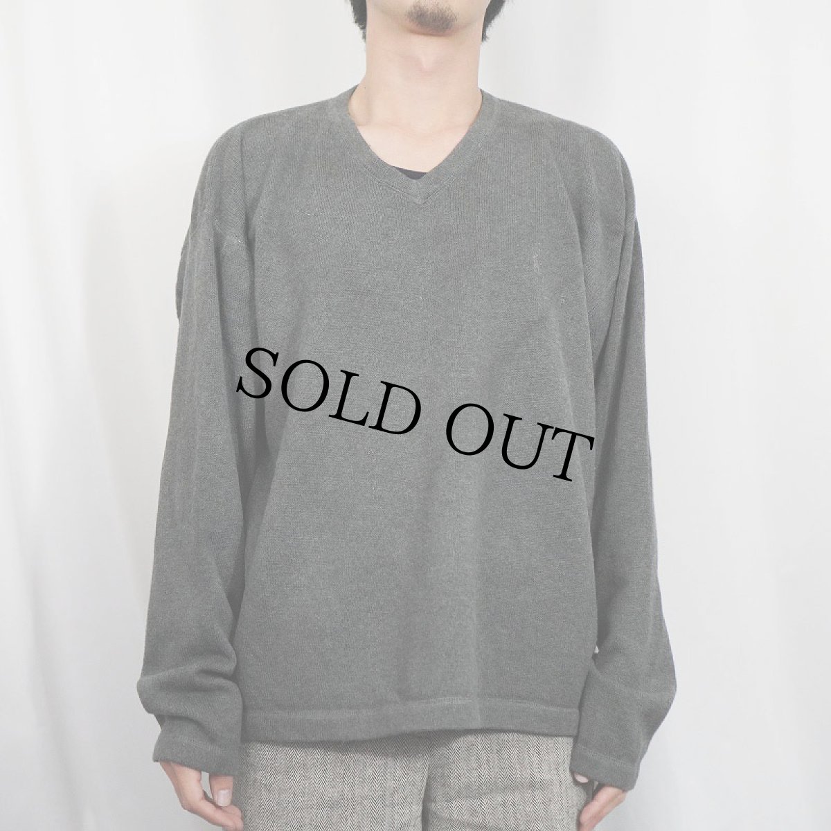 画像2: POLO Ralph Lauren ロゴ刺繍 Vネック コットンニットセーター XL (2)