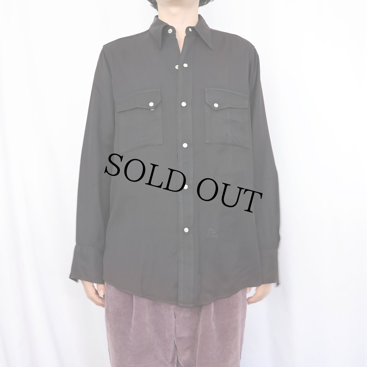 画像2: 40's UNIVERSITY Shirt レーヨンギャバジンシャツ BLACK (2)