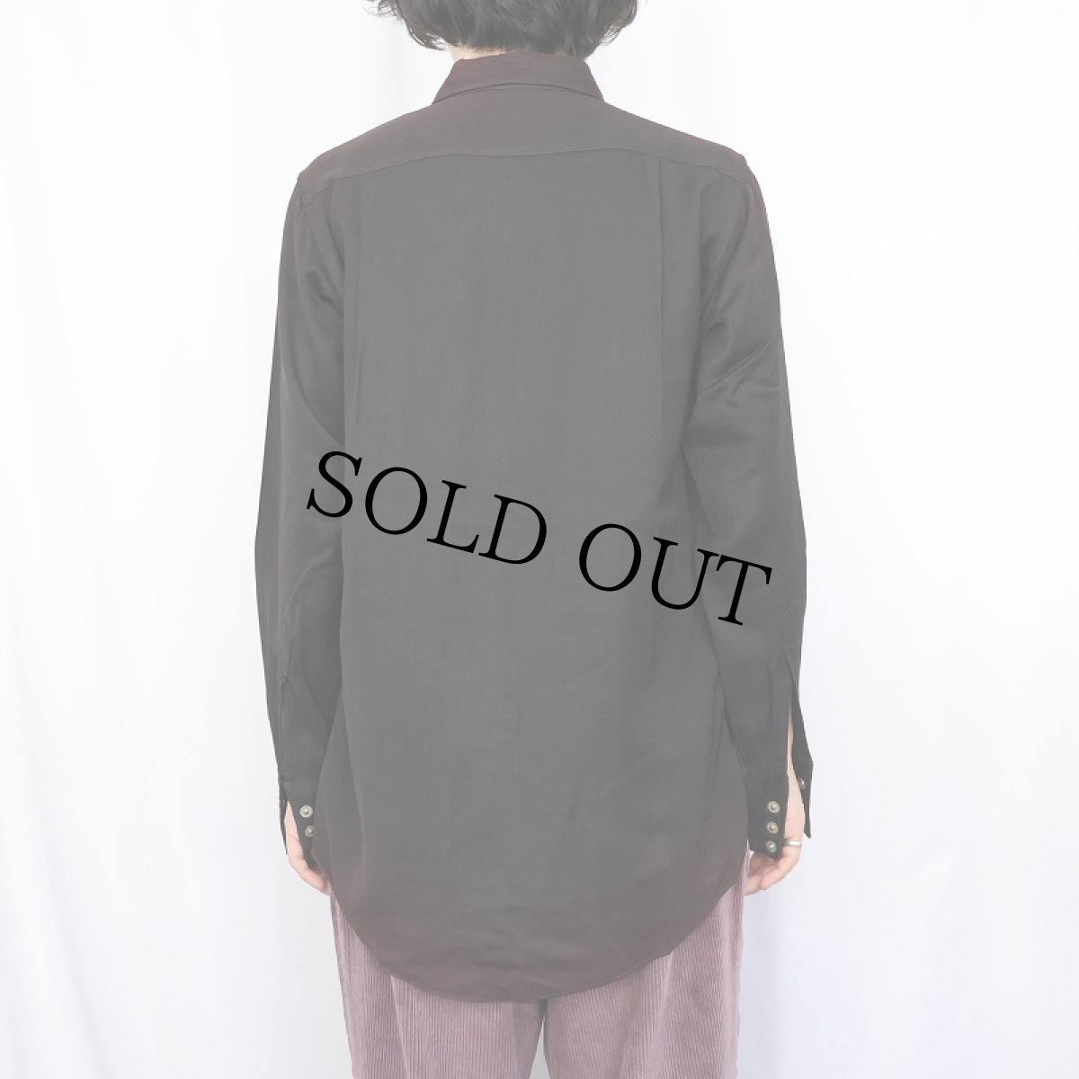 画像3: 40's UNIVERSITY Shirt レーヨンギャバジンシャツ BLACK (3)