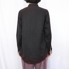 画像3: 40's UNIVERSITY Shirt レーヨンギャバジンシャツ BLACK (3)