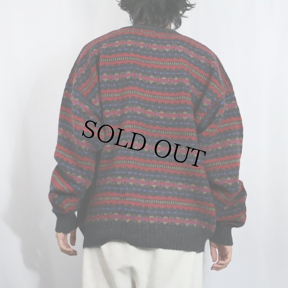 画像3: 90's Woolrich フェアアイル柄 ウールニットカーディガン XL (3)