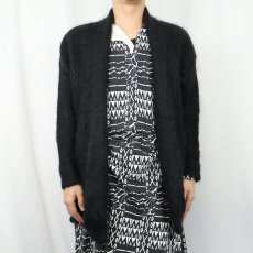 画像2: 90's St.Michael UK製 モヘア×アクリル シャギーニットガウン BLACK SIZE36-38 (2)