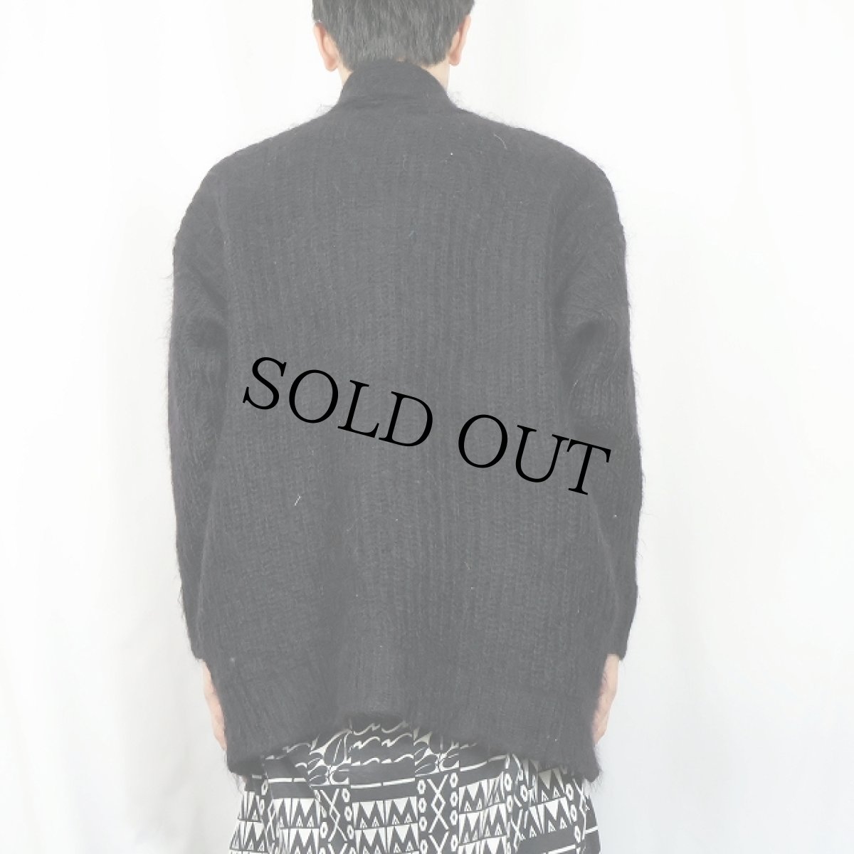 画像3: 90's St.Michael UK製 モヘア×アクリル シャギーニットガウン BLACK SIZE36-38 (3)