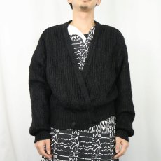 画像2: 90's St.Michael UK製 モヘア×アクリル シャギーニットカーディガン BLACK SIZE40-42 (2)