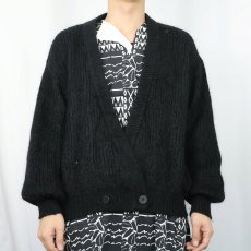 画像2: 90's St.Michael UK製 モヘア×アクリル シャギーニットカーディガン BLACK SIZE44-48 (2)