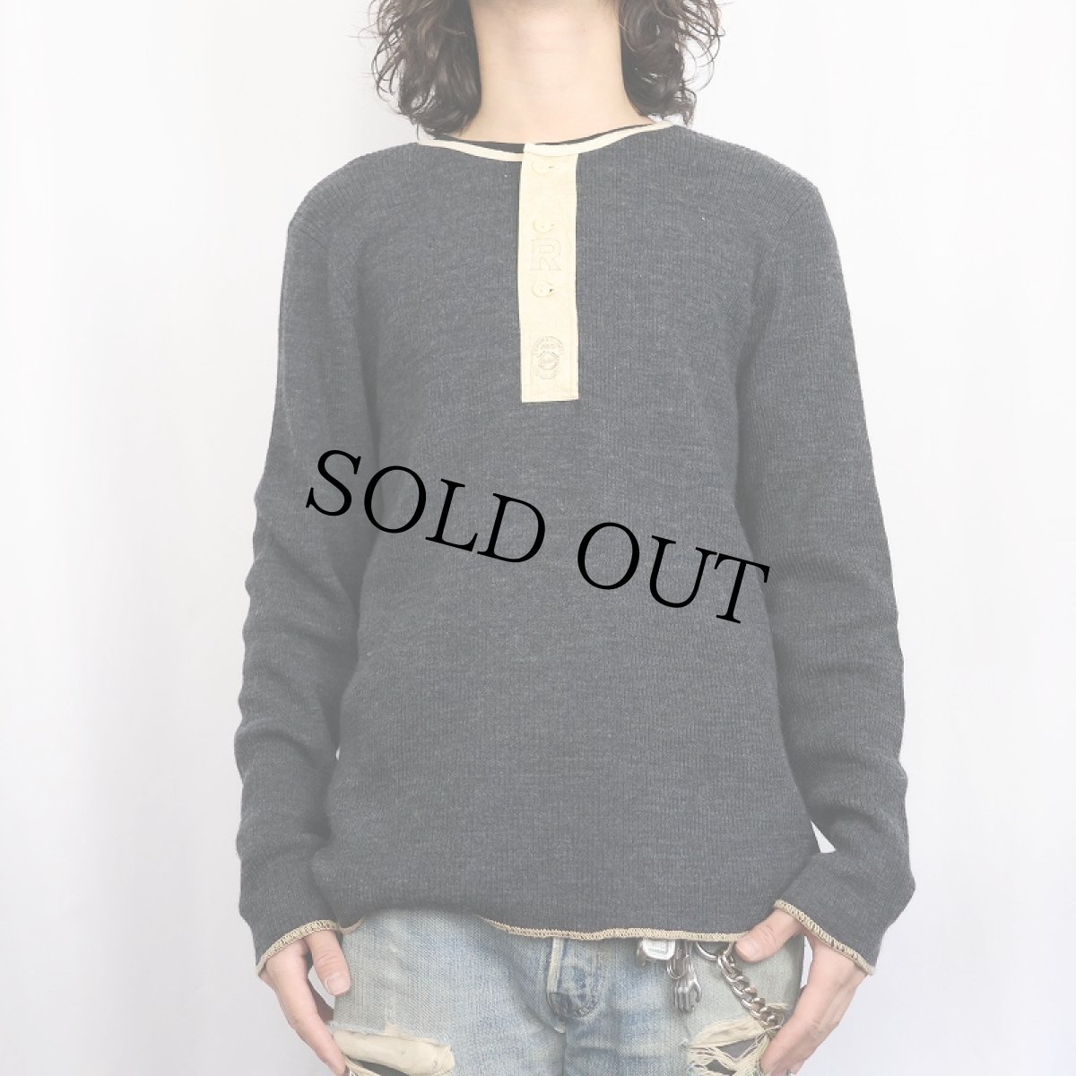 画像2: Ralph Lauren DENIM&SUPPLY ヘンリーネック ウールニットセーター L (2)