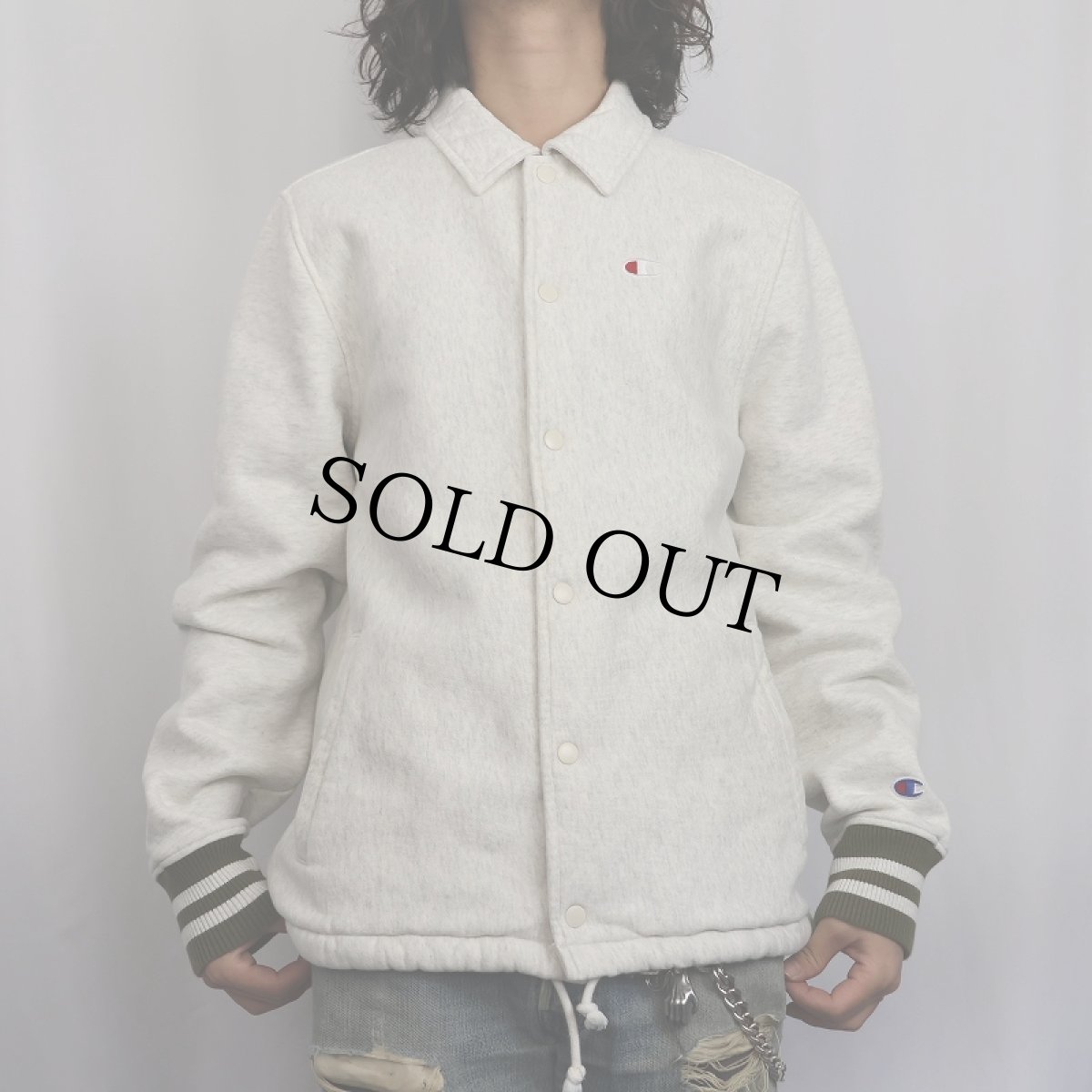 画像2: Champion REVERSE WEAVE 目付き スウェットコーチジャケット M (2)