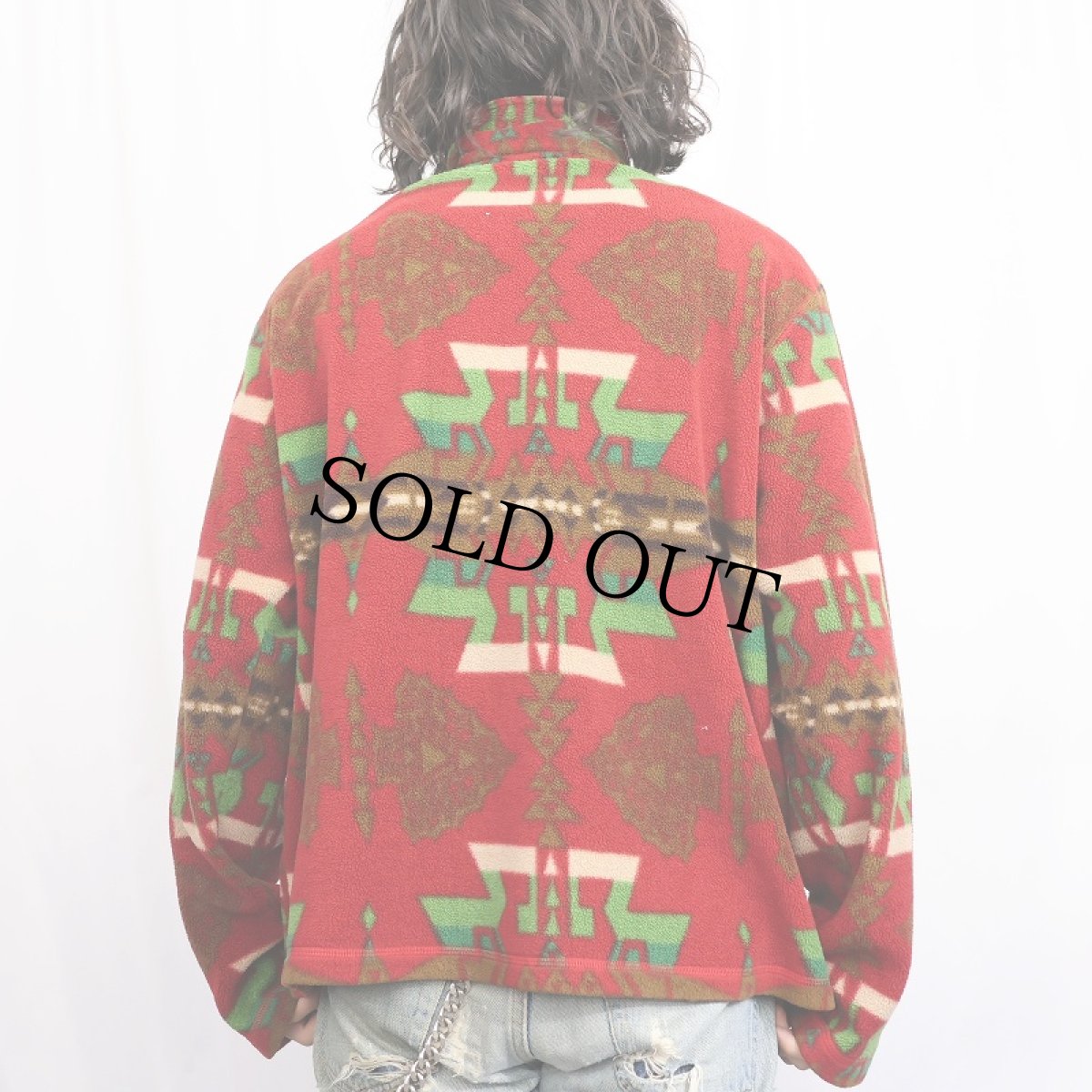 画像3: POLO Ralph Lauren CANADA製 ネイティブ柄 ハーフジップ フリースジャケット L (3)