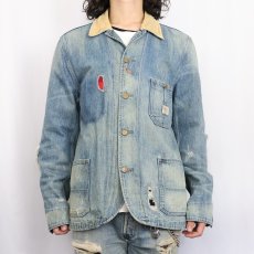 画像2: Ralph Lauren DENIM&SUPPLY チェック柄ライナー デニムカバーオール L (2)