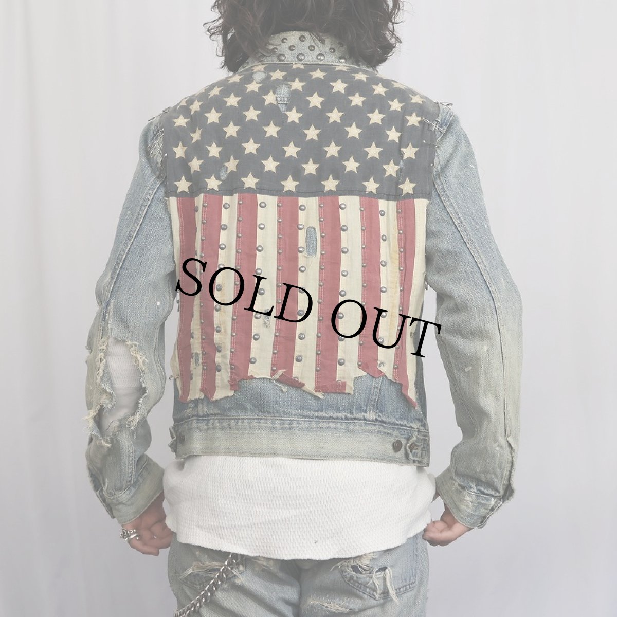 画像4: Ralph Lauren DENIM&SUPPLY 星条旗×スタッズ デニムジャケット M (4)