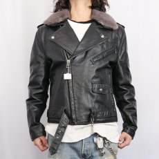 画像2: 70's MONTGOMERY WARD 襟ボア ダブルライダースジャケット BLACK SIZE40 (2)