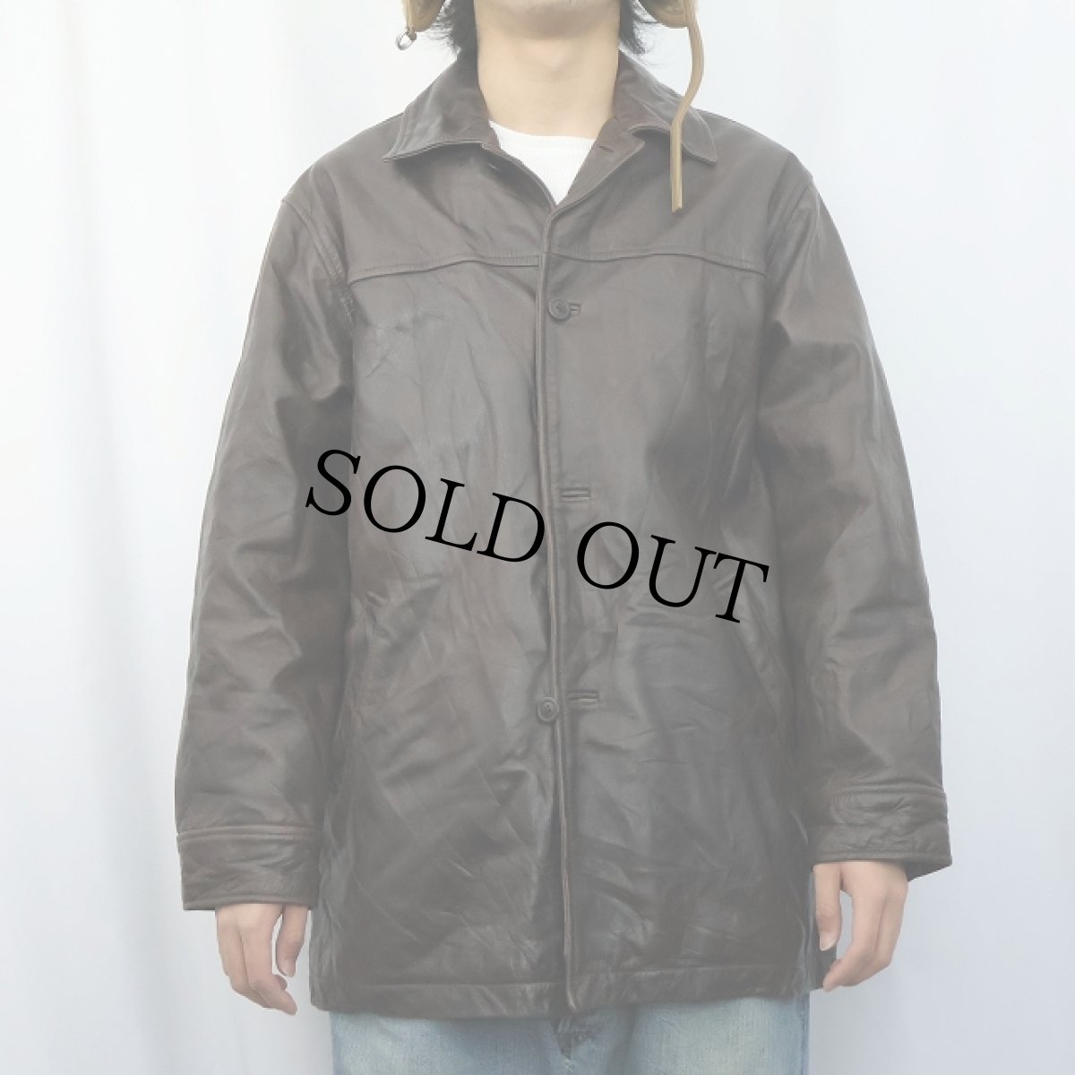 画像2: 【お客様HOLD中】GAP レザーコート BROWN S (2)